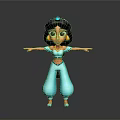Animated Princess Character With Long Black Hair Blue Outfit And Outstretched Arms