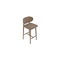 Modern Bar Stools With Light Beige Fabric Seat And Curved Wooden Legs