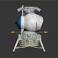 Silver Lunar Lander Model With Green Base Metal Texture And Support Legs 3d model