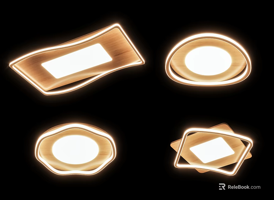 Modern Ceiling Lights With Unique Geometric Shapes And Gold Metal Frames 3d model 