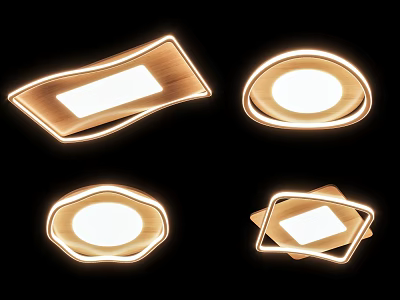 Modern Ceiling Lights With Unique Geometric Shapes And Gold Metal Frames 3d model