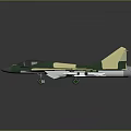 Military Fighter Jet With Green Yellow Camouflage Paint And Missiles On Dark Background