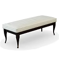 Comfortable Ivory Upholstered Sofa Bench With Dark Wooden Legs And Classic Design
