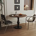 Middle Ancient Wind Original Round Dining Table and Chair 3d model