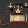 Vintage Telephone With Red Wooden Base Gold Accents And Eagle Carving