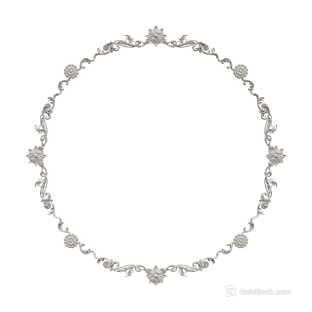 Ornate Circular Ceiling Light Panel With Intricate Floral Decorative Patterns For Interior 3d model 