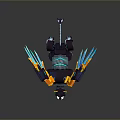 Mechanical Black Orange Game Movie Character With Blue Glowing Wings Lion like Head Design