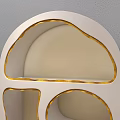 White Decorative Cabinet With Gold Trim Arched Design And Multiple Compartments 3d model