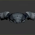 Blue Horned Armored Creature Character With Muscular Build Claws And Abdominal Orbs