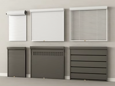Assorted Security Doors Featuring White and Dark Gray Roller Louvered and Grilled Styles 3d model