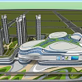 Modern Urban Architecture Complex With Skyscrapers And Curved Commercial Building