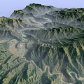 Natural Garden Landscape With Rolling Mountain Ranges Winding Roads And Lush Valleys