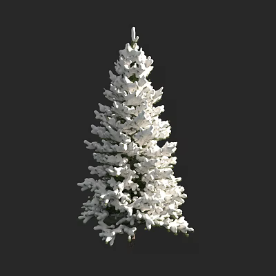 Tall Snow Covered Evergreen Tree With White Snow On Branches And Dark Background 3d model