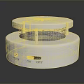 White Circular Computer Accessory With Mesh Design And TEST ON OFF Control Buttons 3d model