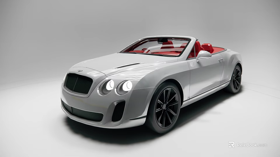 Silver Luxury Convertible Car With Red Seats And Black Wheels Sleek Design 3d model 