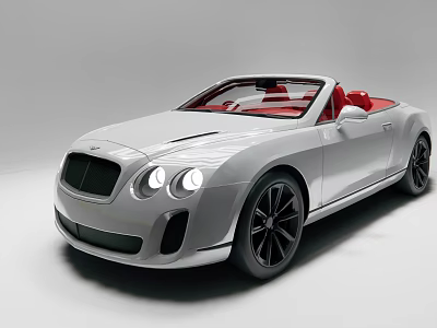 Silver Luxury Convertible Car With Red Seats And Black Wheels Sleek Design 3d model