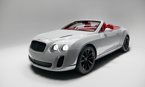 White Bentley Convertible Bentley Continental GT 3d model