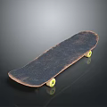 Vintage Skateboard With Wooden Deck Yellow Wheels And Classic Design