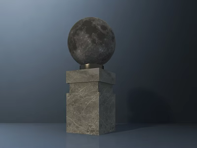 Modern Moon Shaped Sphere Floor Lamp with Marble Square Pedestal Base 3d model