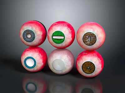 Multiple Eye Organ Models With Various Colored Irises And Eyelashes Design 3d model