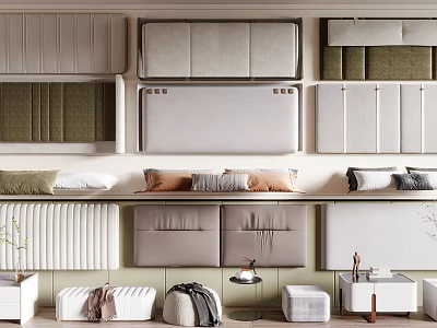 Soft Upholstery And Cushions Display In Showroom 3d model