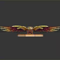 Colorful Decorative Sculpture With Feather Like Wings And Intricate Design Base