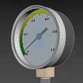 Analog Pressure Gauge With Color Coded Scale Pointer And Brass Base