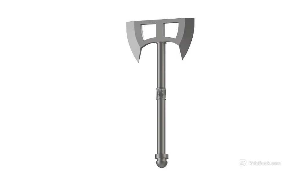 Historical Double Headed Axe Weapon Featuring Metal Shaft And Classic Design 3d model 