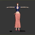 Animated Female Character In Blue Top Pink Skirt Red Headdress On Black Base Arms Outstretched