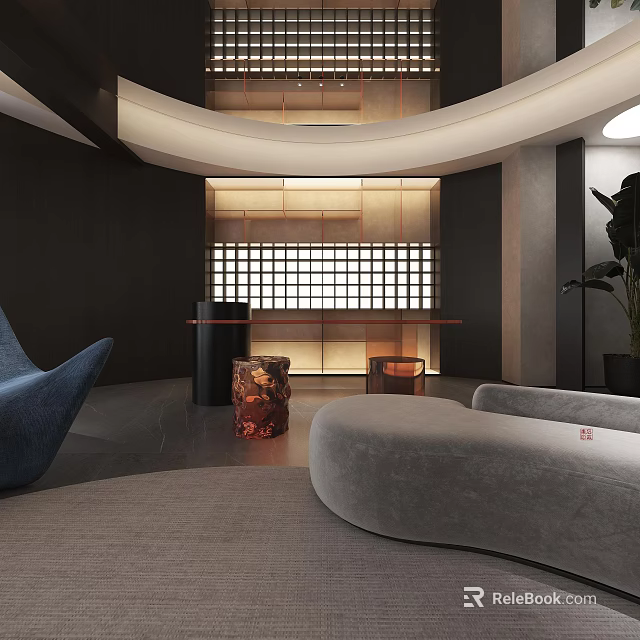 Modern Living And Dining Room Interior Design With Sofa Dining Table And Pendant Lighting 3d model 