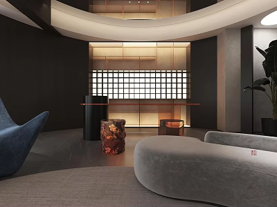 Modern Living And Dining Room Interior Design With Sofa Dining Table And Pendant Lighting 3d model