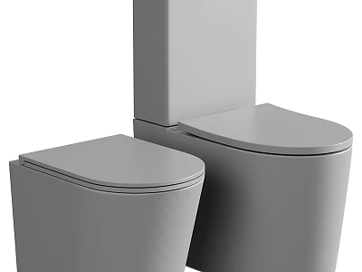 Sleek Modern Grey Toilet Designs With Two Different Minimalist Shapes And Styles 3d model