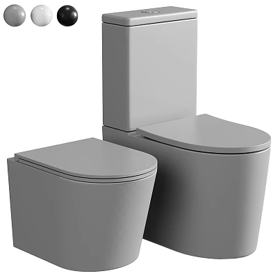 Sleek Modern Grey Toilet Designs With Two Different Minimalist Shapes And Styles 3d model
