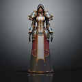 3D Elegant Fantasy Character Creature With Hooded Robe And Detailed Gold Blue Armor