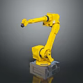 Yellow Industrial Robot Arm Featuring Mechanical Structure And Stable Base Design