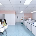 Modern Laboratory Interior With Researchers Working At Lab Benches And Scientific Instruments