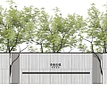 Courtyard Garden Design With Wooden Fence Checkerboard Pattern And Green Trees