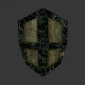 Green Marble Shield With Rectangular Wooden Panels And Classic Design Structure