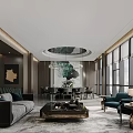 Modern Luxurious Private Box Interior With Sofa Coffee Table And Crystal Chandelier