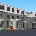 Modern Single Family House Exterior With Gray Facade Large Windows And Red Flowers
