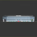 3D Rendering Of Modern Football Stadium With Green Field And Blue Seats