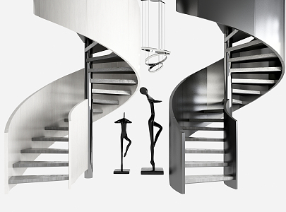 Modern revolving staircase revolving staircase combination 3d model