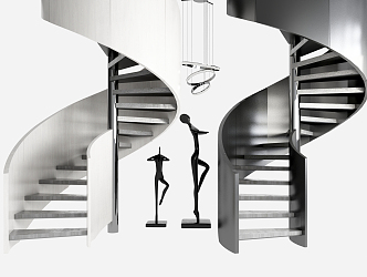 Modern revolving staircase revolving staircase combination 3d model