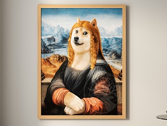 Nordic Animal Painting Fun Hanging Painting Mona Lisa 3d model