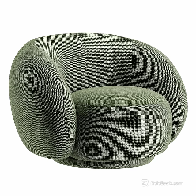 Modern Green Upholstered Accent Chair With Rounded Design And Curved Arms 3d model 