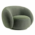 Modern Green Upholstered Accent Chair With Rounded Design And Curved Arms