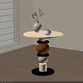 Modern Artistic Round Side Table For Cozy Living Room Corner Vase And Coffee Cup