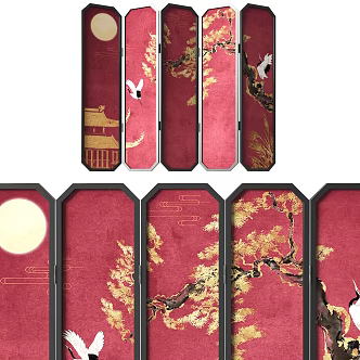 New Chinese Folding Screen Partition 3d model