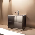 Sleek Modern Washbasin Vanity With Stainless Steel Cabinet And Chrome Faucet Design