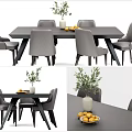Modern Dining Table and Chair Combination Dining Table Combination 3d model